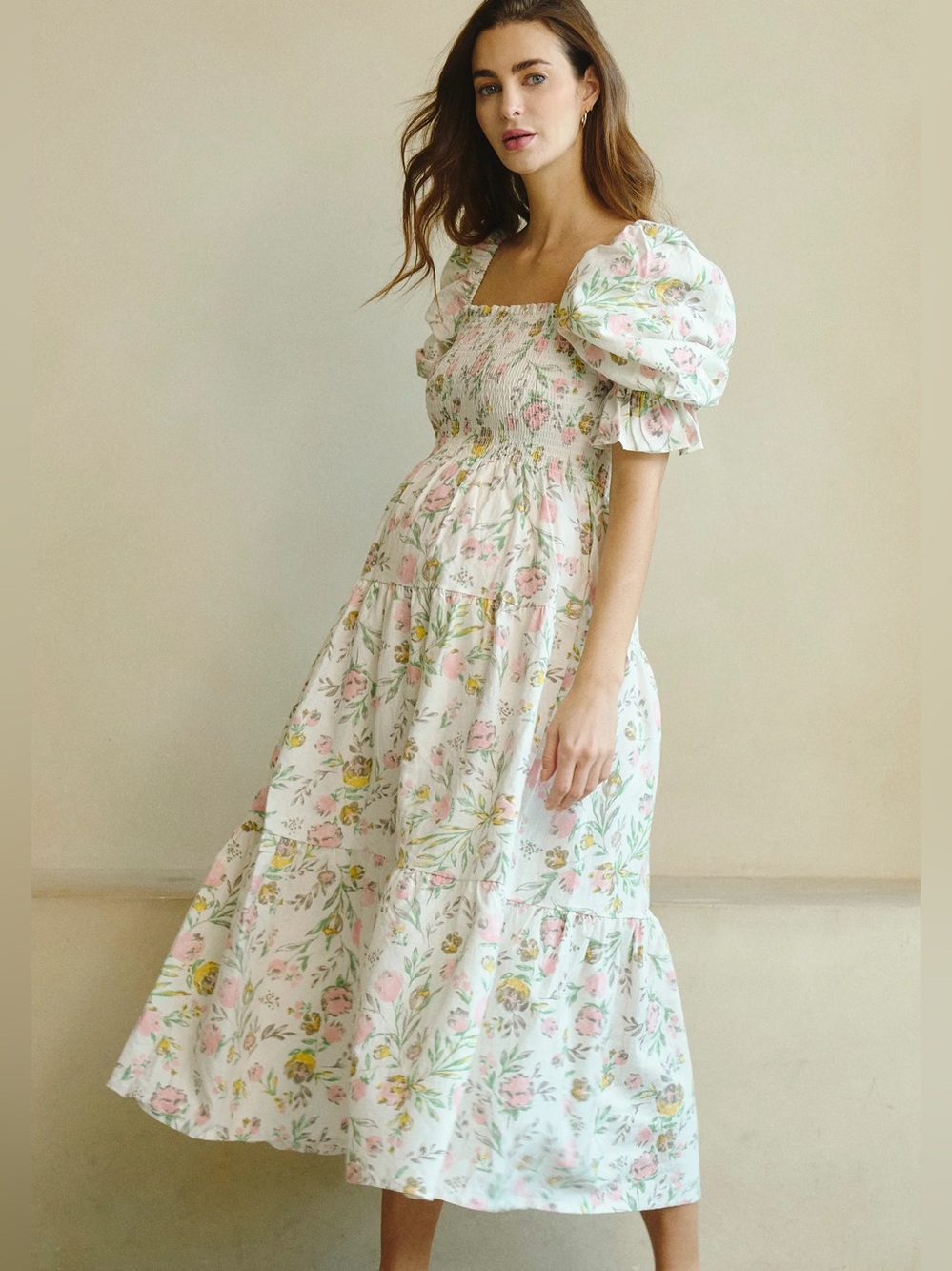 Nothing Fits But Kiko Floral Maternity Smocked Midi Dress Size M